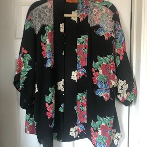 Floral print kimono